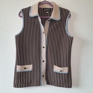Vintage Palio Virgin Wool Hong Kong striped button vest top womens 16